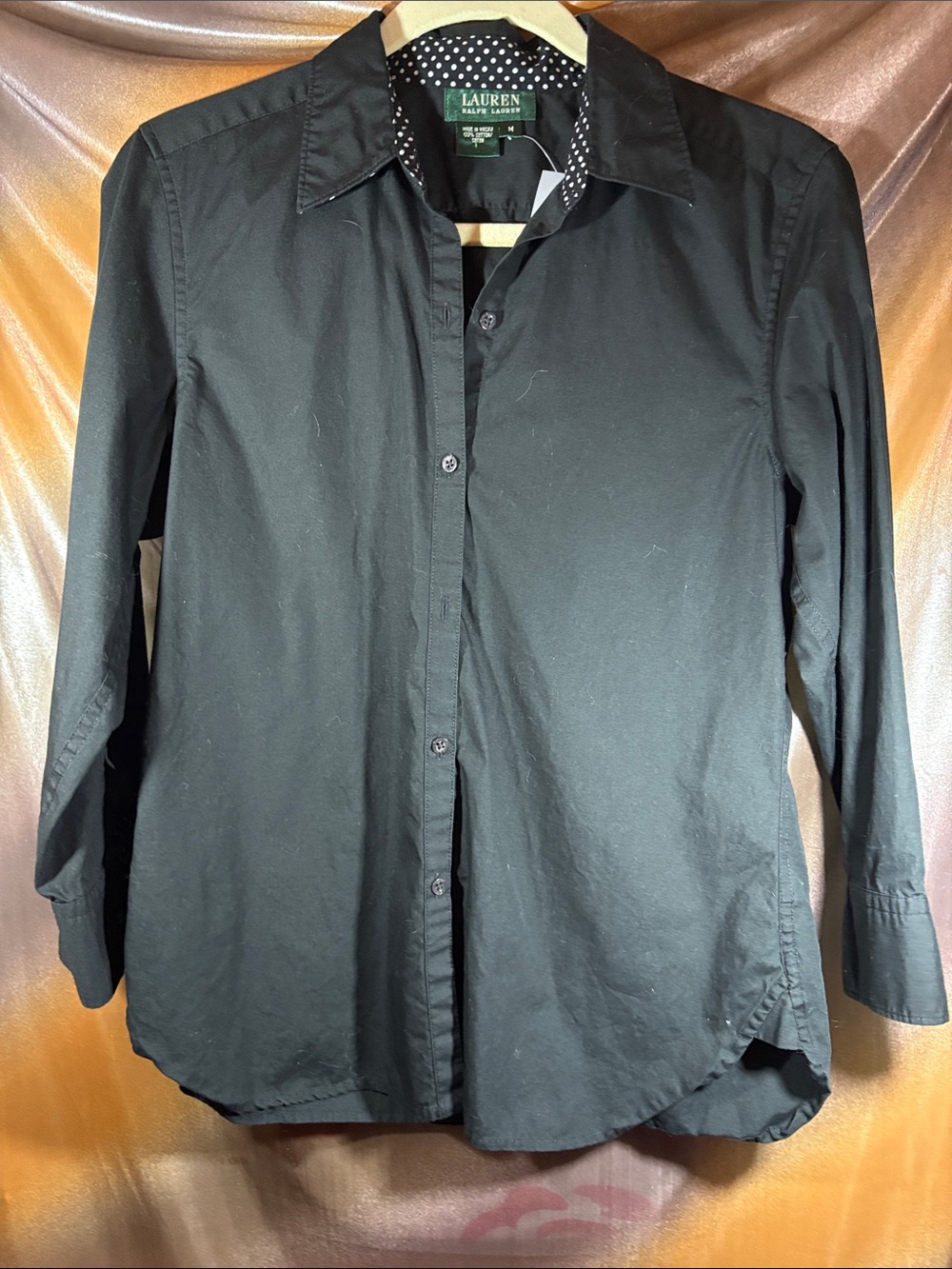 Lauren Ralph Lauren Black Green Label Button-Up Shirt 3/4 sleeves Y